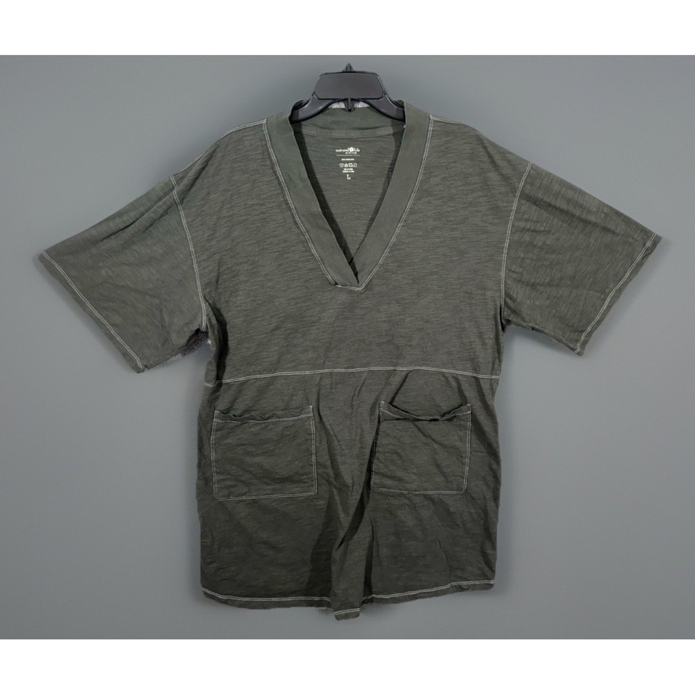 Natural Life Charlie T-shirt mini dress Lg Olive green Oversized relaxed V-neck - Picture 4 of 5